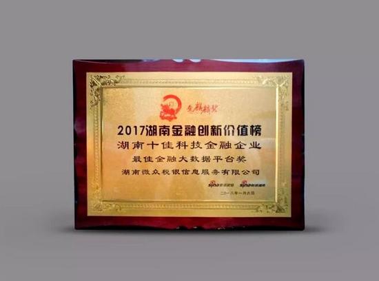 微众税银荣获湖南十佳金融科技企业年度大奖