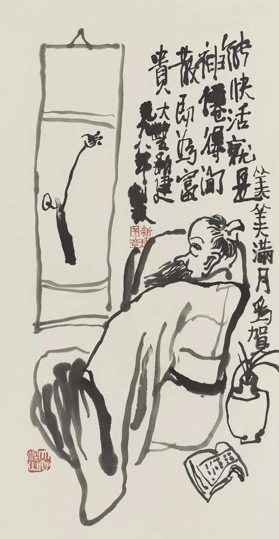 高士图 水墨纸本 68×34cm
