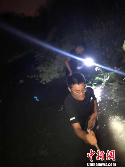 百余只水鸟夜困滇池非法捕鸟桩 民警涉水解救
