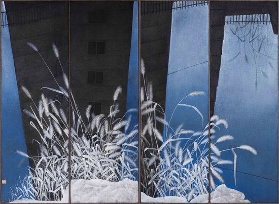 《毛毛草系列之草与水》90cm×120cm&nbsp;张爱玲 &nbsp;中国艺术研究院专职画家