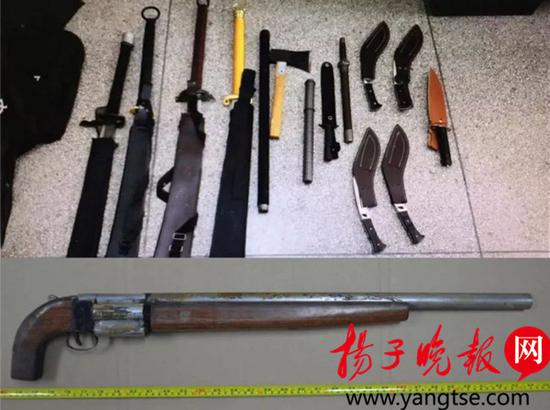 聂某黑恶势力团伙成员使用的枪支等作案工具。