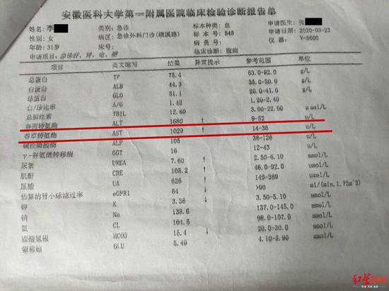▲李女士的检验报告单。受访人供图