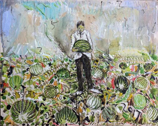 李继开《西瓜》40×50cm 布面丙烯 2017