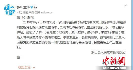 图为罗山县委宣传部官方微博通报 官微截图 摄