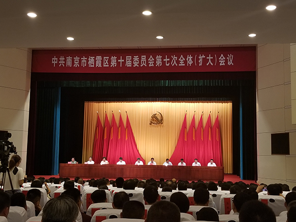 南京市栖霞区召开区委十届七次全会。澎湃新闻实习生尚嵘峥图