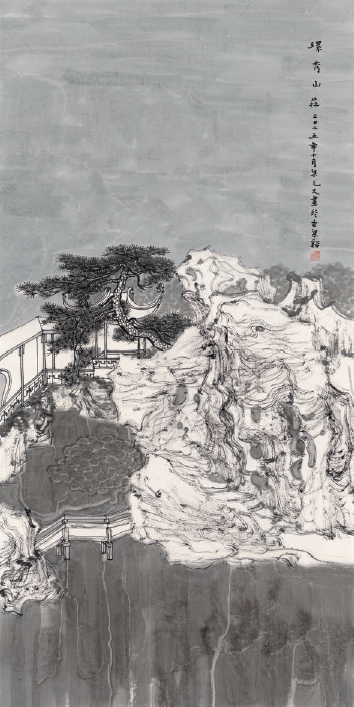 梁元  环秀山庄  68cm×136cm