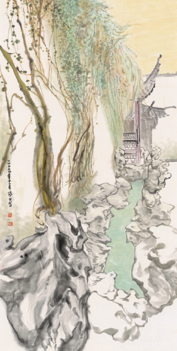 董雷 苏州师检堂写生之三  68cm×136cm