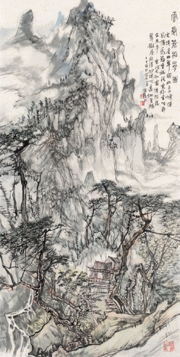 徐文藻  云卷苍松翠图  68cm×134cm