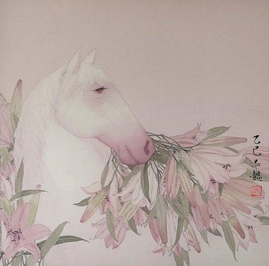《马上百和》68cm×68cm&nbsp;吕懿 &nbsp;江苏省中国画学会理事