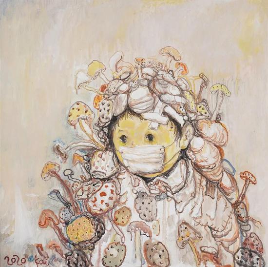 李继开《蘑菇》50×50cm 布面丙烯 2020