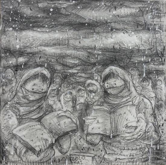李继开《雪落在中国的土地上NO.3》50×50cm 布面铅笔 2020