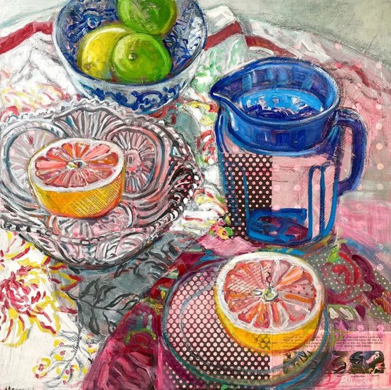 波莉·琼斯，酸与甜&nbsp;综合材料绘于画布，24 英寸 × 24 英寸