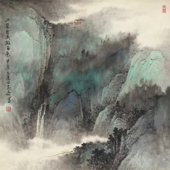 山翠自成微雨色68x68cm 2024