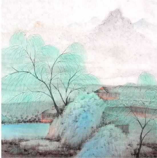 邵连 《春风杨柳》 68cm×68cm 纸本 2023年