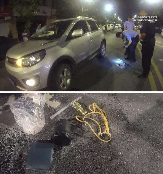 民警查获破坏玻璃的弹弓