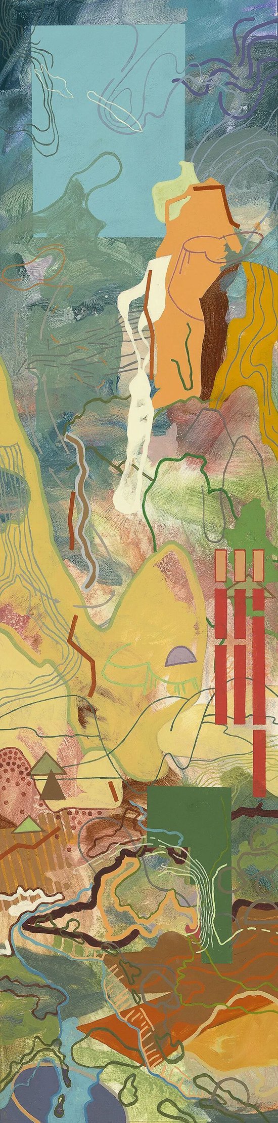 罗伯特·格林，初春之升， 2011年，纸本丙烯，48 × 10.5 英寸