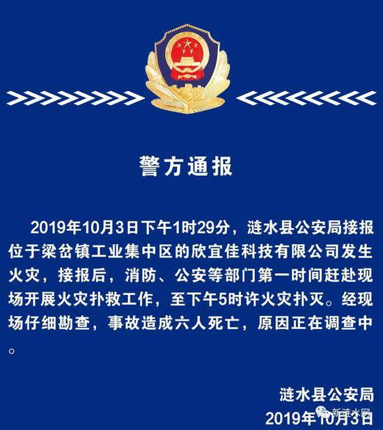 淮安涟水一企业发生火灾致6人死亡