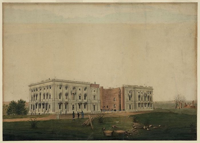1814年,英军焚烧后的国会大厦 来源:国会大厦建筑师网站