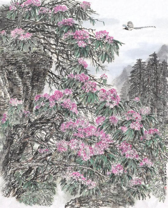 《山高花更妍》240cm×194cm&nbsp;姚思敏 &nbsp;中国画学会理事