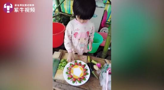 6岁娃切菜摆盘攒了40万粉丝 大家看她的直播都哭了
