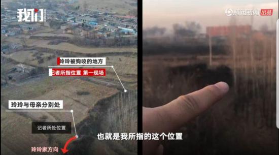 女童被狗袭击的位置。视频截图