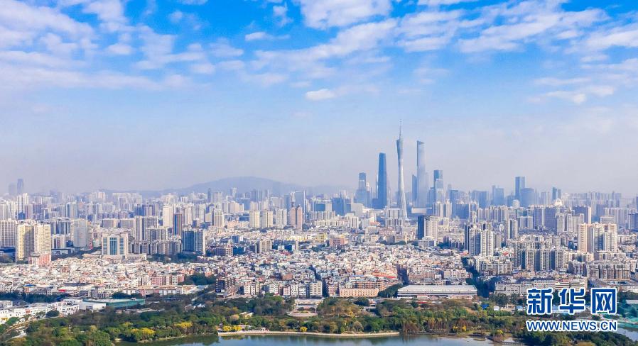 2020年2月24日拍摄的广州中心城区一景(无人机照片)。