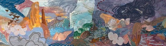 罗伯特·格林，永恒的洪流：第二部分， 2023年，板上丙烯，13.5 × 48 英寸