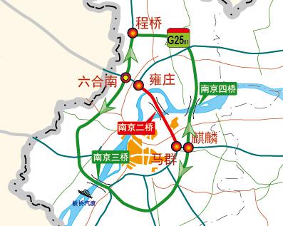 图17 南京二桥过境绕行线路(双向)