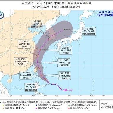 受台风“米娜”影响 30日夜里至2日白天江苏全省有降水
