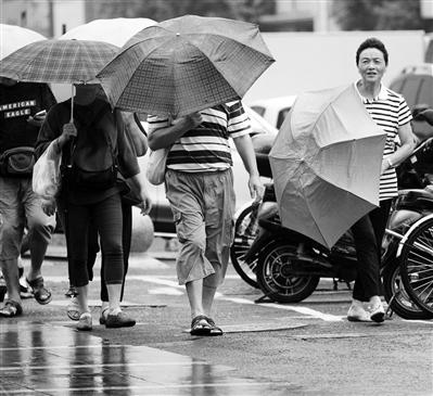 昨日,雨水阵阵,天气凉爽。新华报业视觉中心记者 宋宁摄