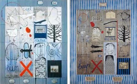 左:比利时艺术家西尔万的作品,1990 右:叶永青的作品,1994