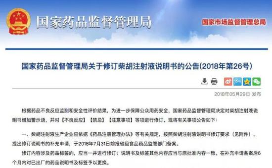 注意！常用的柴胡注射液 将禁止用于儿童！