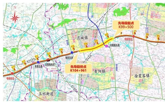 ▲沪武高速公路无锡段(江阴段)路线走向示意图