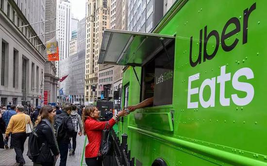 美国纽约，民众在Uber Eats购买食物。 图/视觉中国