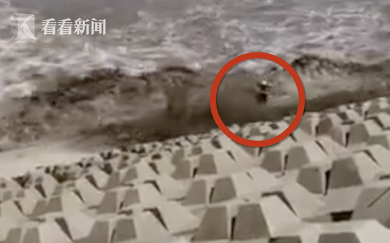 男子观潮被3米大浪卷走 11秒后又被浪拍了回来