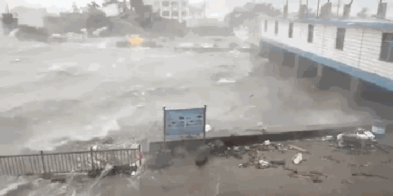 福建福鼎龙安码头,浊浪排空,狂风怒号。