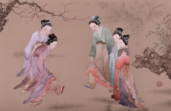 仕女蹴鞠图