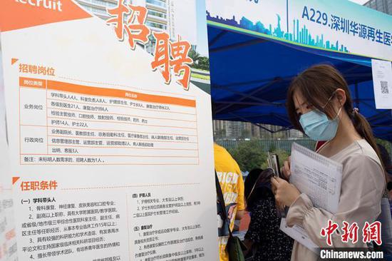 资料图:求职者正在看招聘公告。陈楚红 摄