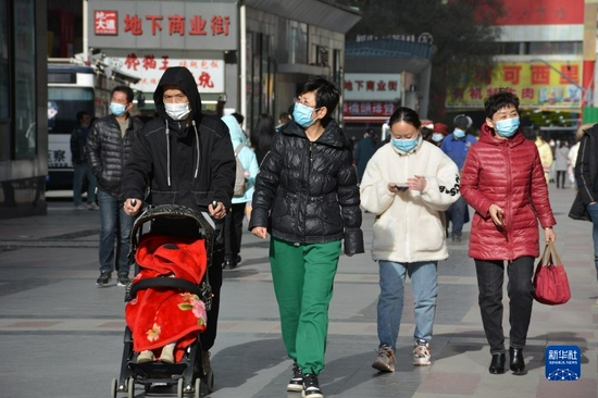 11月20日,在西宁市城西区力盟商业街,市民正在逛街购物。(新华社记者 柳泽兴 摄)