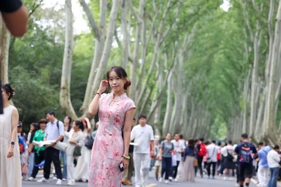 游客打卡陵园路。