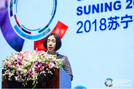 (商务部贸发局副局长金虹在进博会2018苏宁全球采购供应峰会上讲话)