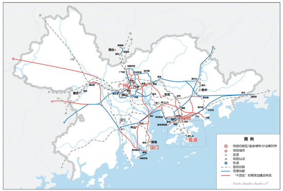 (粤港澳大湾区轨道交通规划图)