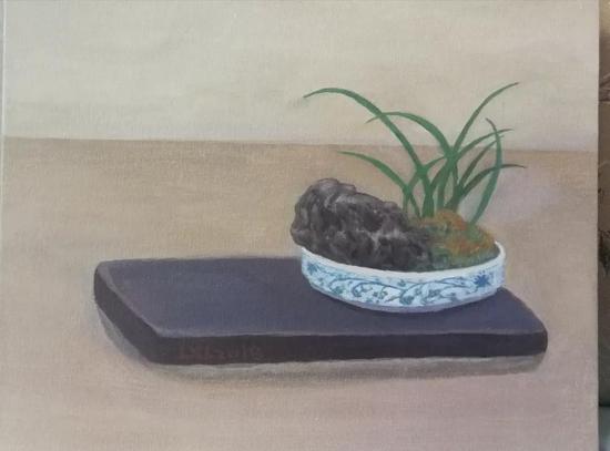 青花与兰草(30x20cm)