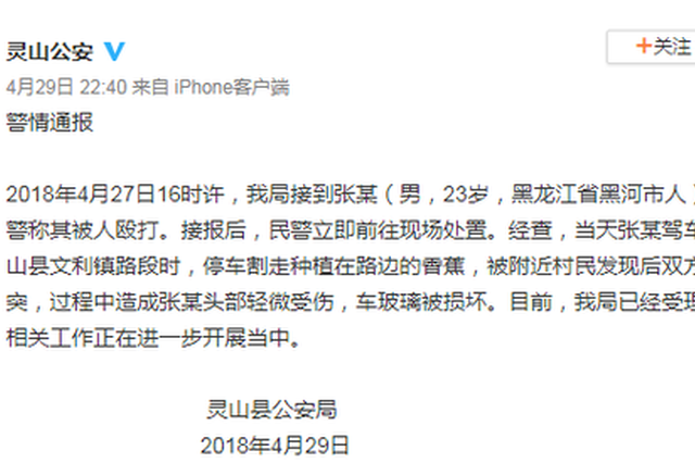 游客在广西"偷香蕉"遭村民打砸 涉事村民接受调查