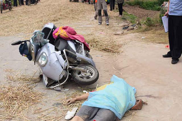农村公路上晾晒麦草 致宝马车突然失控撞死他人