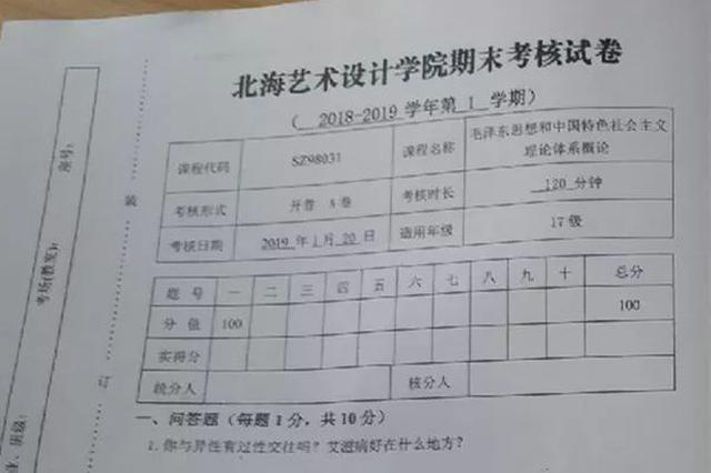 艾滋病好在什么地方？大学期末神卷何以频频辣眼睛