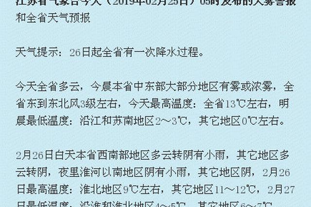 大雾警报！江苏东部地区部分高速公路因雾道路封闭