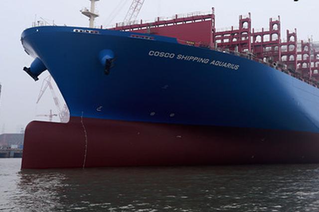 我国最大最先进2万标箱集装箱船在南通出坞