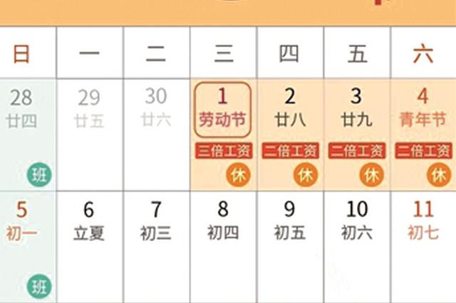 今年五一连放四天假 高速小车将免费通行