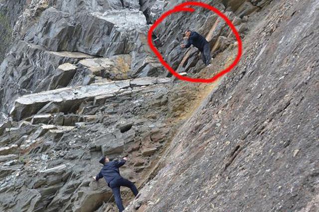 不顾景区严禁攀爬警示 淮安七旬游客被困悬崖